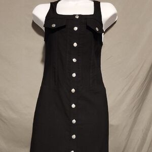 Black Sleeveless Square Neck Mini Dress